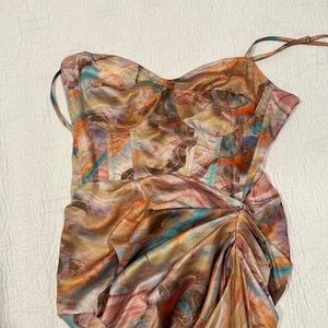 Multi colored high low corset dress